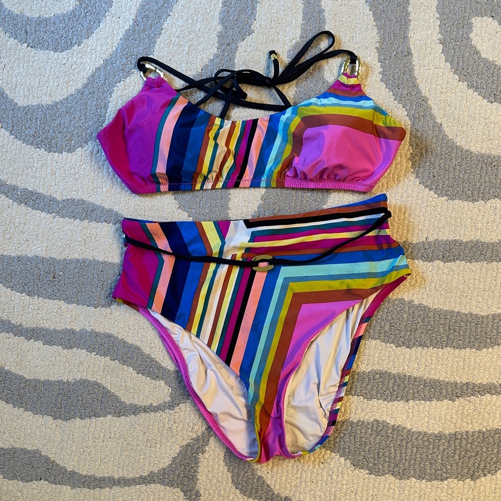 Trina Turk Multicolor Striped Bikini